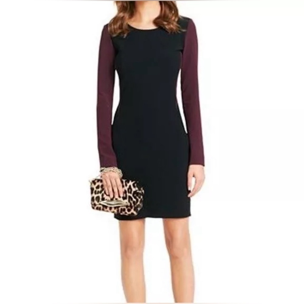 Diane von Furstenberg Octavia Color Block Long Sleeve Sheath Dress Size 2